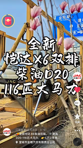 全新愷達(dá)X6柴油雙排，德威D20-116匹大馬力。
